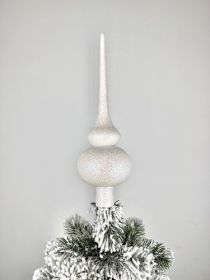 Декор новорічний Верхушка 25 см Кругла блиск білий хамелеон  38987