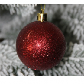 Кулька новорічна БЛИСК d8см червоний ціна за шт (шваб) х6шт 29700